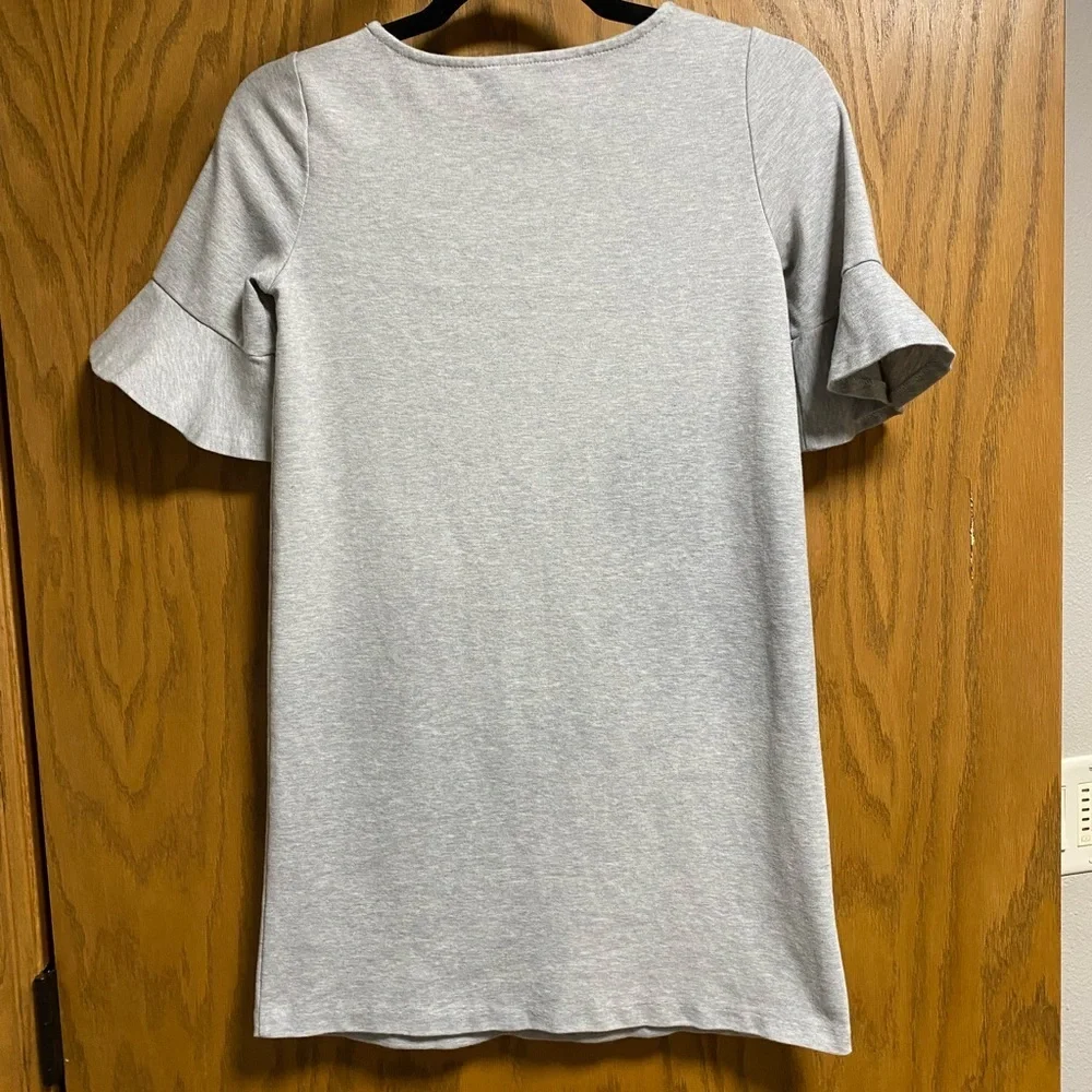 Polo Ralph Lauren Girls Heather Gray Shift Dress Size L 12-14 EUC Flutter Sleeve